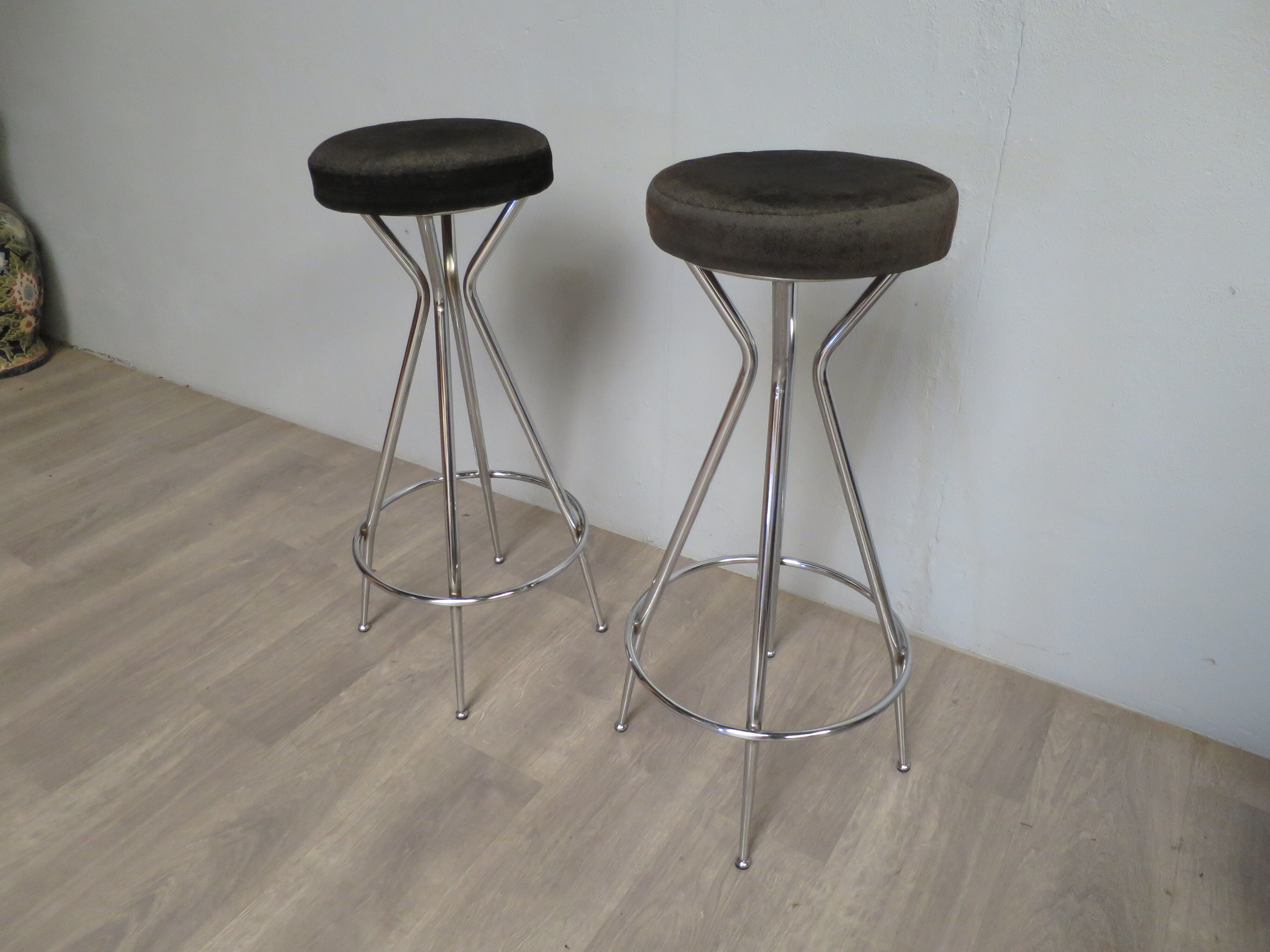 Pair of 60s chrome designer stools