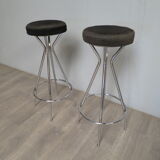 Pair of 60s chrome designer stools