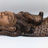 Sculptural Mask Wood - Face & Royal Cobra (Naga) - Tribal Art Indonesia