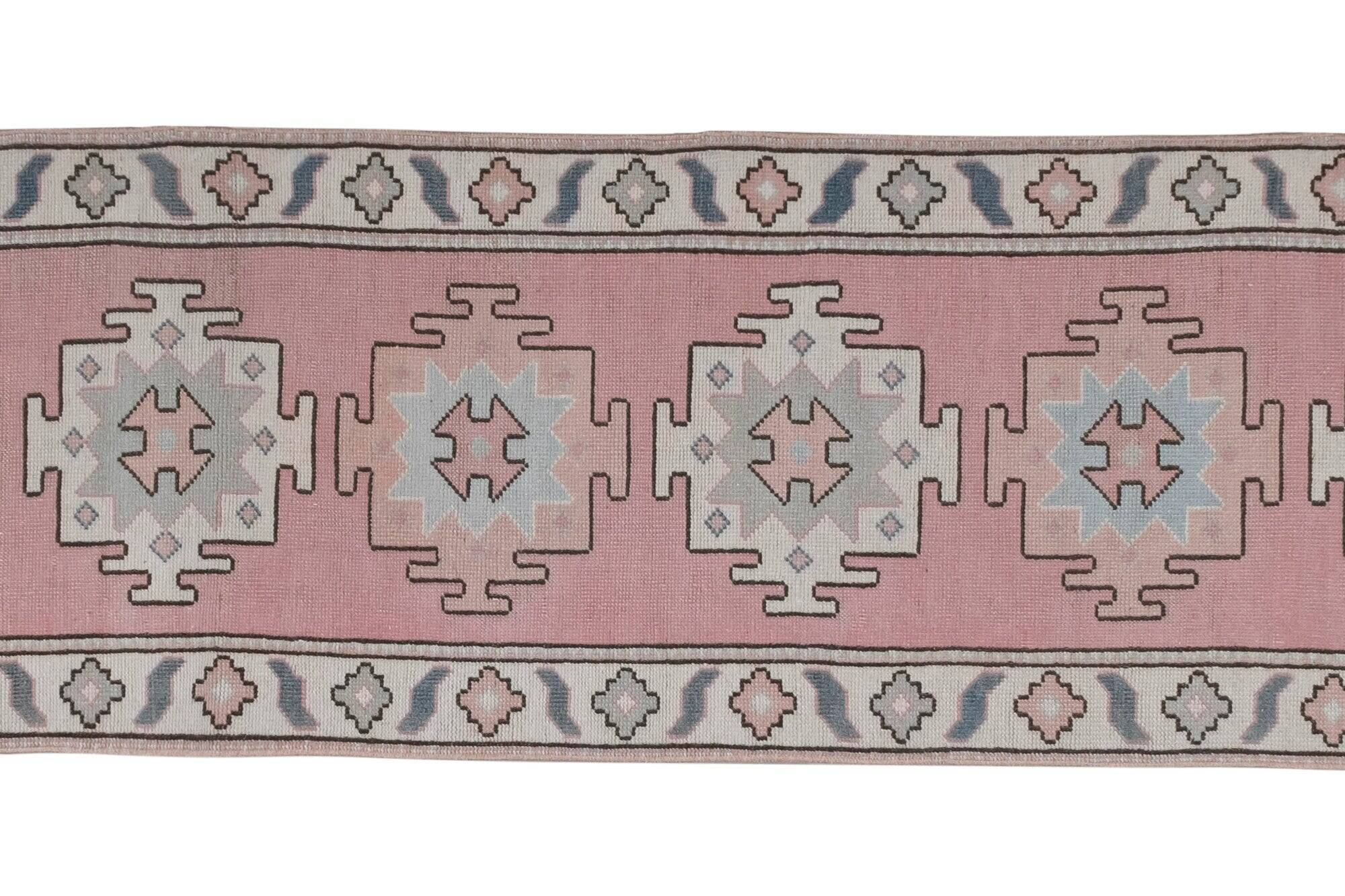 Vintage Turkish hallway rug 75x397 cm