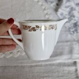 Vintage earthenware milk jug from Moulin des Loups – Gold floral motif