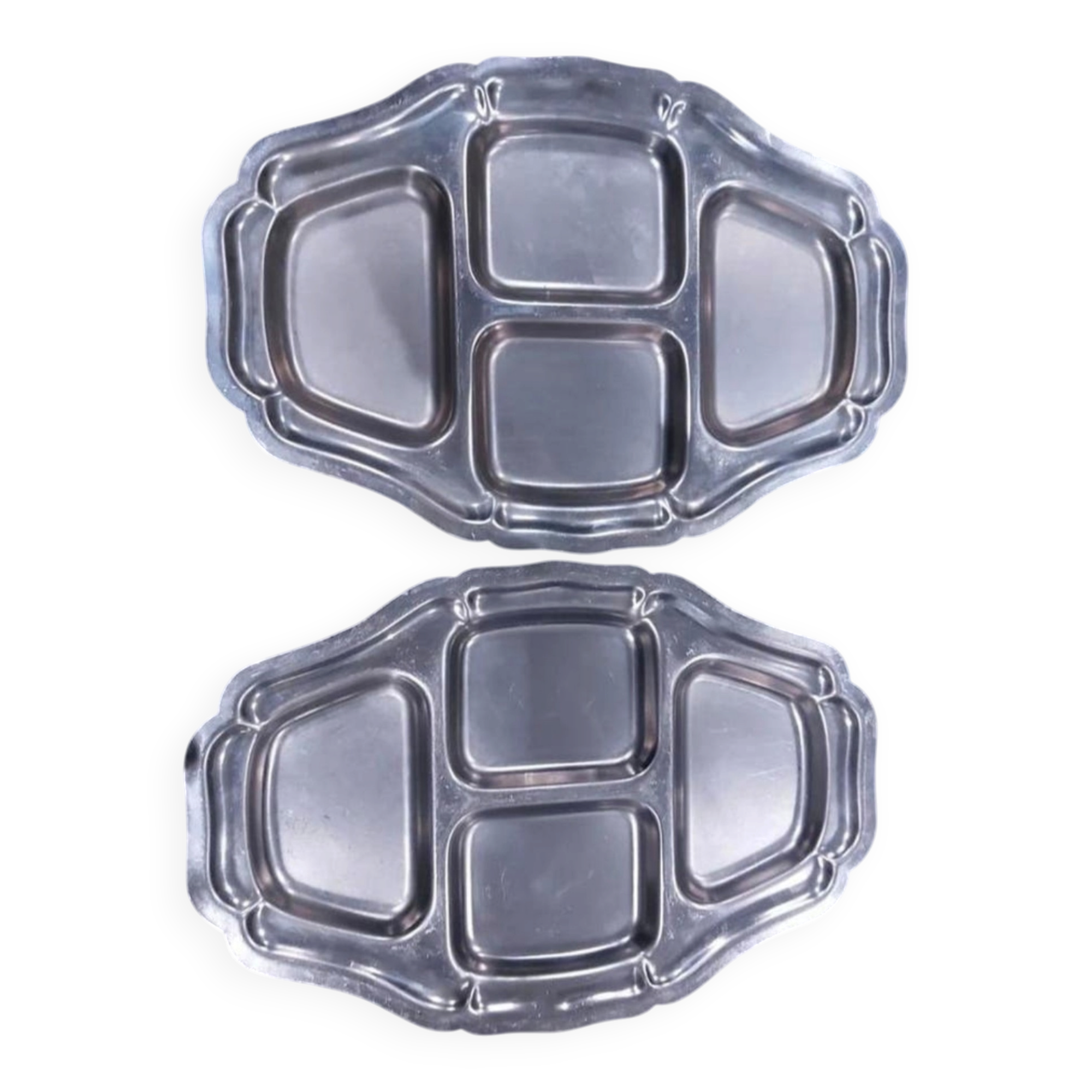 Silver-plated hors d'oeuvre dish with 4 compartments