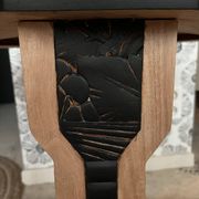 Esmée Art Deco side table, wood, black and grey