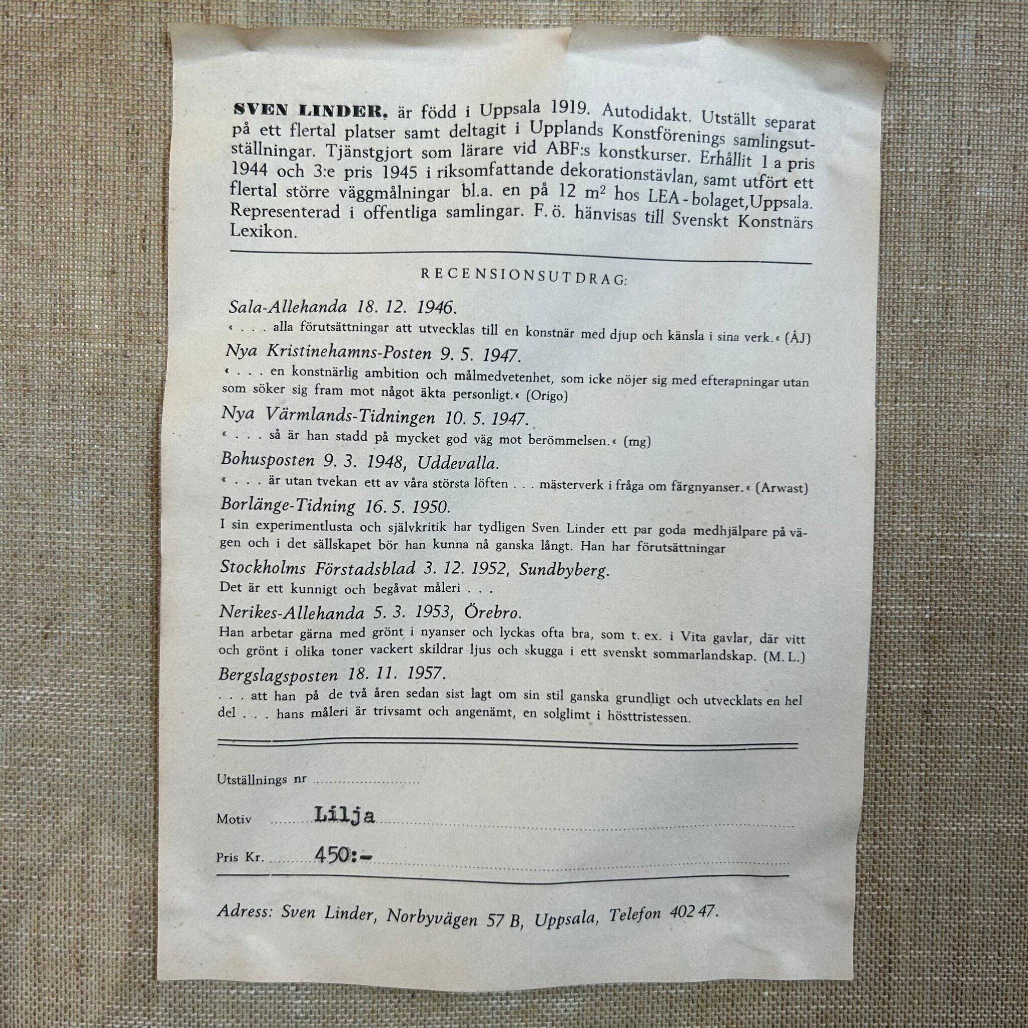 « Lily » de Sven Linder