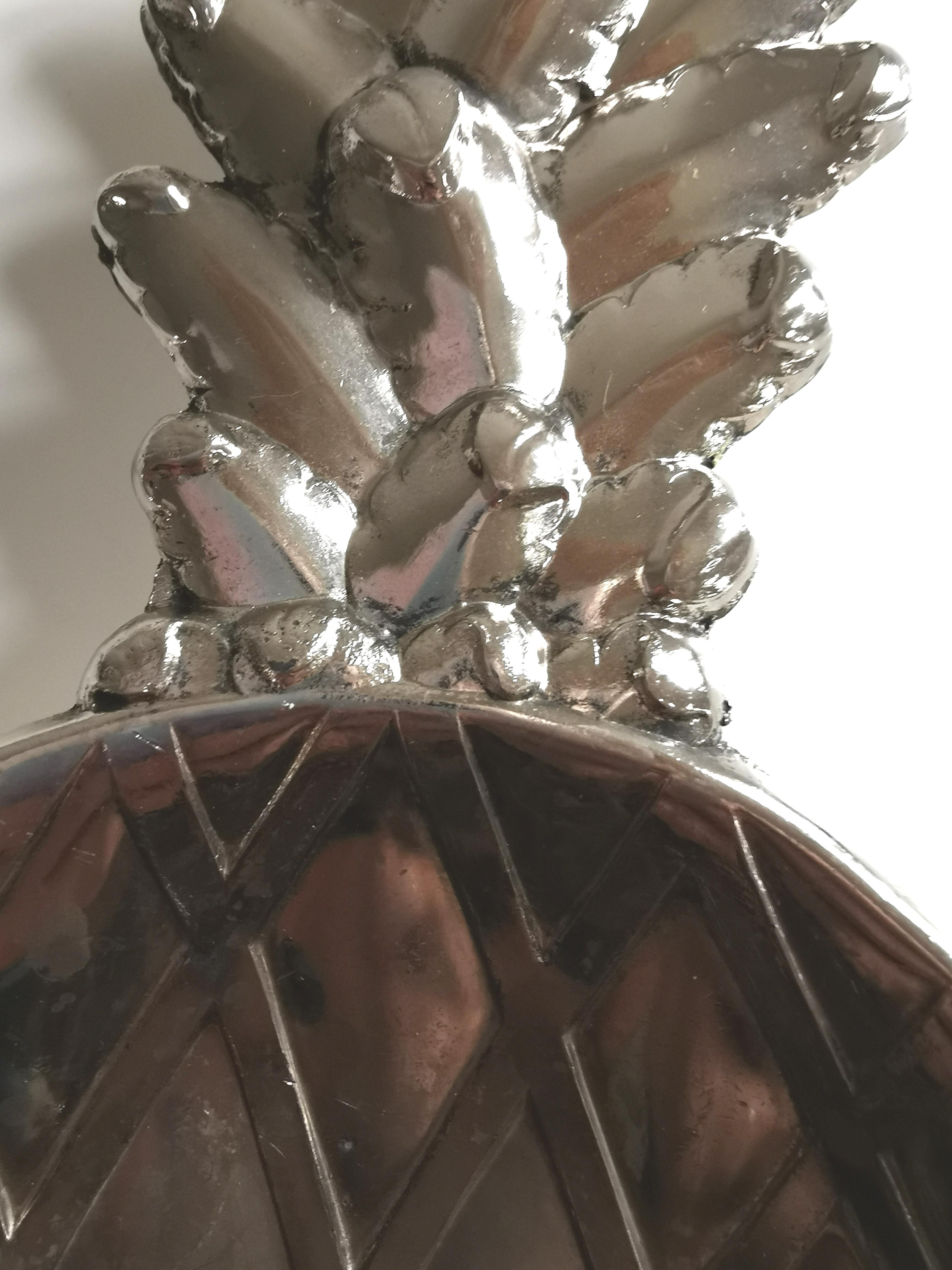 vintage pineapple silver metal trinket bowl