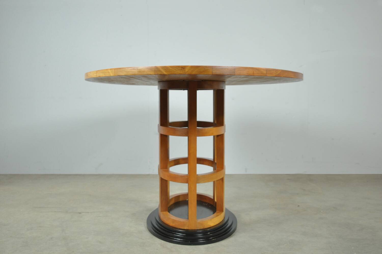 Exceptional fruitwood dining table set in art deco style, 1980s