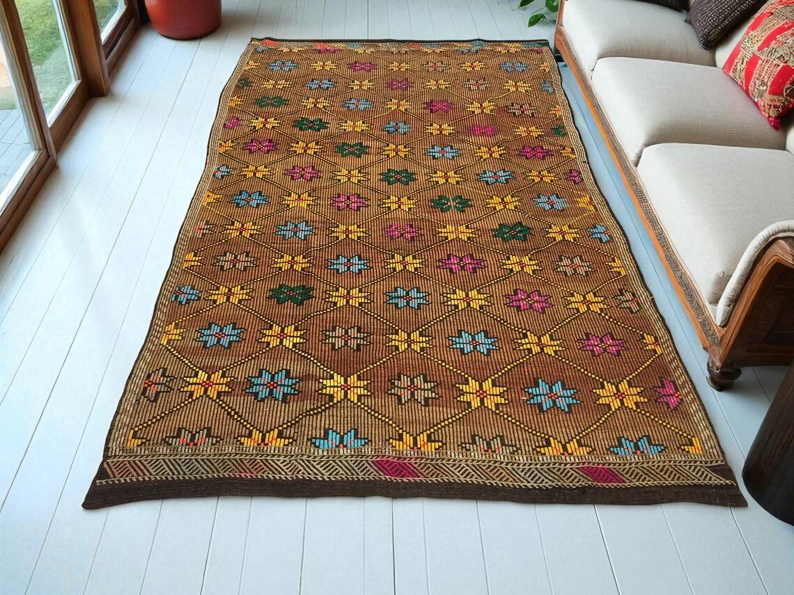 Oushak Geometric Vintage Anatolian Carpet