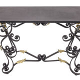 Console en fer forgé avec feuilles d'acanthes dorées, 1950
