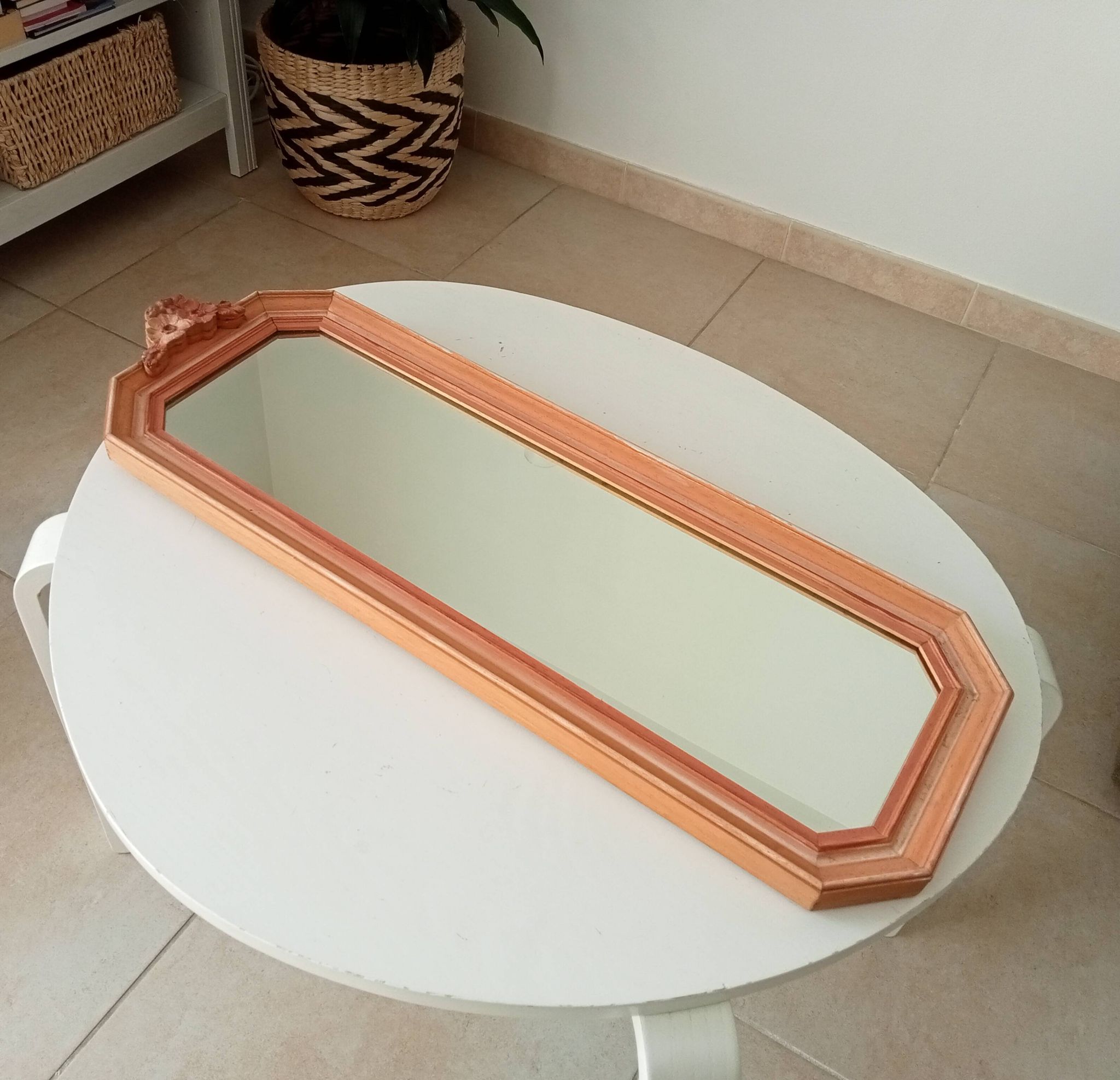 Miroir vintage octogonale avec fronton