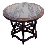 Table guéridon XIX eme asiatique incrustation nacre et laiton