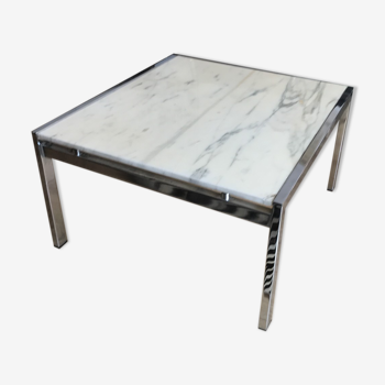 Calacatta marble coffee table and chrome structure circa 1975