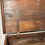 Antique rustic oak chest with original hardware and molded panels