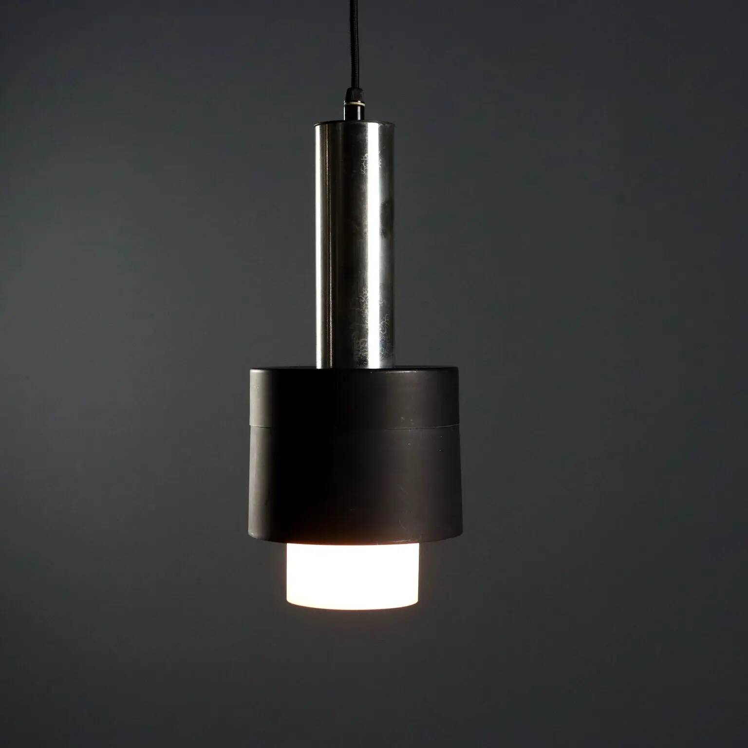 Vintage aluminium and glass chandelier, design, Italy, 1960s