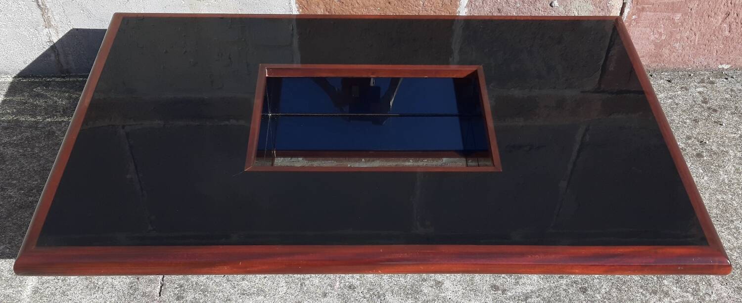 Signed coffee table (Jean Claude Mahey, 70s)