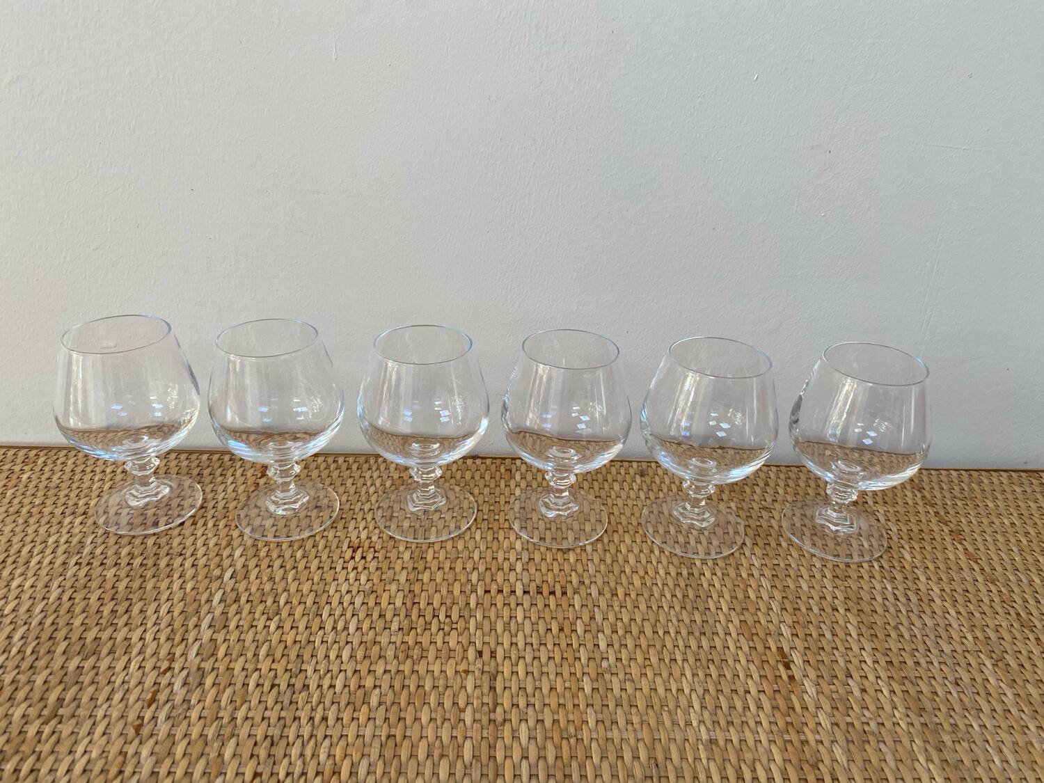Set of 6 crystal aperitif or cognac glasses