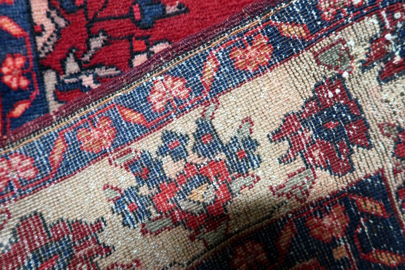 Antique handmade wool Malayer rug 4.9' x 8.6' circa 1920s - 1C1285