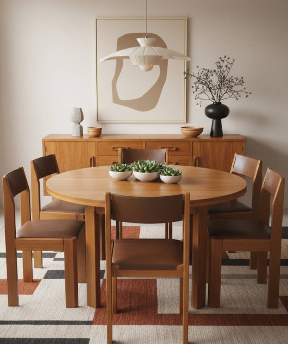 Set of 6 "Gorgoni" chairs in solid elm – Roche Bobois