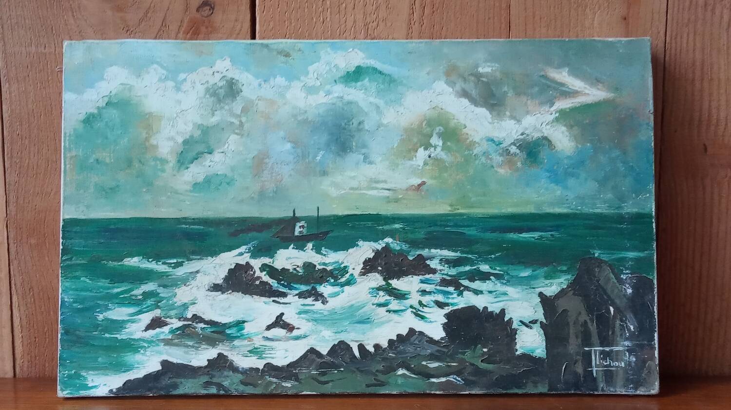 Painting on canvas, Marine 55×33 cm