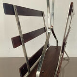 Vintage magazine rack in wood and aluminum
