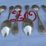 Ensemble de 6 cuillères à soupe plaquées argent Ercuis 84, France, style Art Nouveau| Louis XV