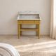 Coiffeuse ancienne en bois peint et marbre blanc – Farrow & Ball n°66