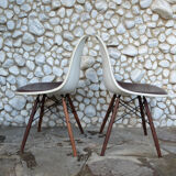 Pair of Ray and Charles Eames chairs on Dowel Bases, Herman Miller USA