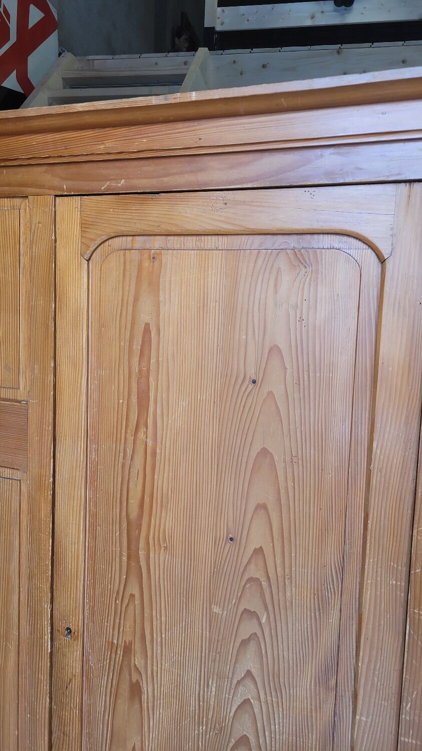 Parisian wardrobe in vintage pine old manufacture 1950