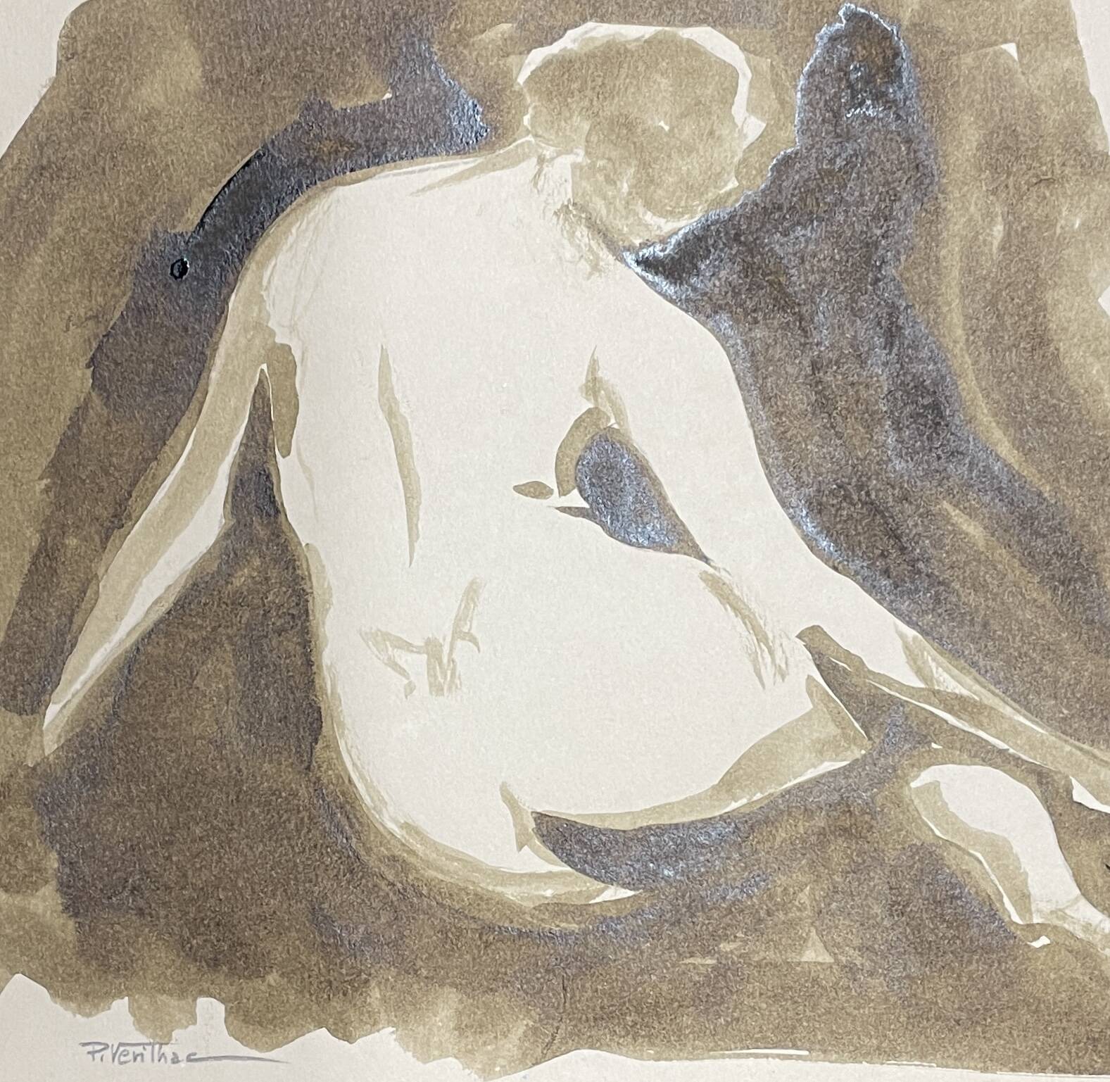 Painting signed in Chinese ink “female back”
