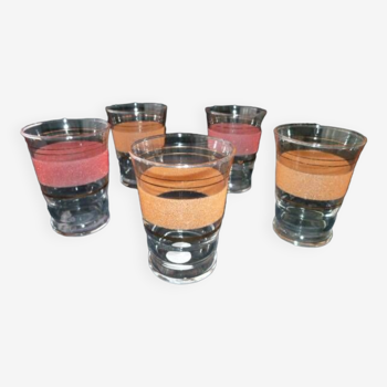 Lot de 5 verres de table décor granité  Vintage