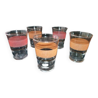 Set of 5 table glasses décor granite Vintage