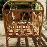 Children's bed in vintage rattan from the 1950s