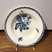 Hollow plate, insect and strawberry décor, Manufacture Choisy the King, Iron Land, H Boulenger - Co.