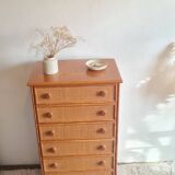 Vintage wicker chest of drawers.
