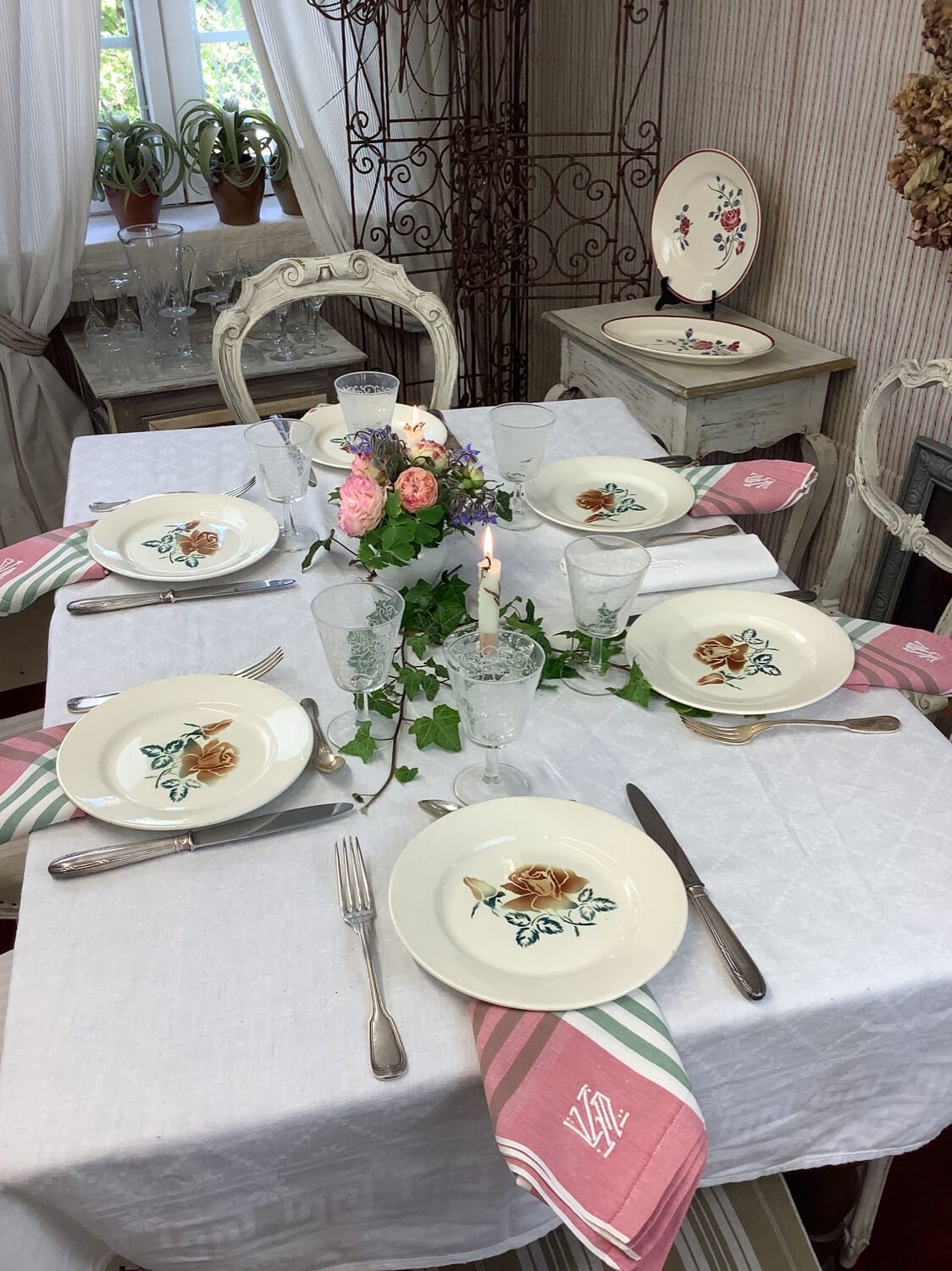 6 old flat plates made in France Digoin