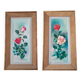 Paire de peintures à l'huile "Roses"