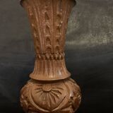 Soliflore vase 18cm in turned wood engraved hand fine patterns carved in France vintage old