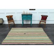 1970s Vintage Turkish Oushak Handmade Wool Cotton Beige Area Rug 137x221