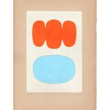 Collage on old paper - abstract painting H801 signed Eawy