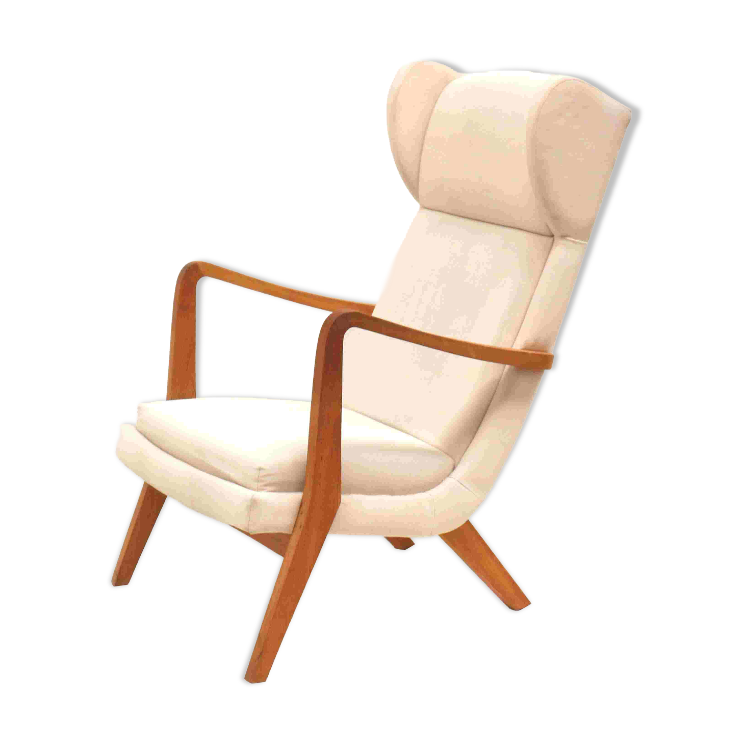 Danish design vintage armchair with cream upholstery from the 70s