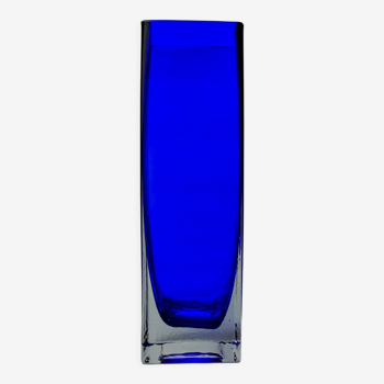 Vase sommerso par Petr hora, verre bleu, République tchêque, 1970