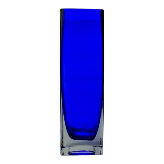 Vase sommerso par Petr hora, verre bleu, République tchêque, 1970