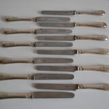 12 dessert knives old metal silver monogram