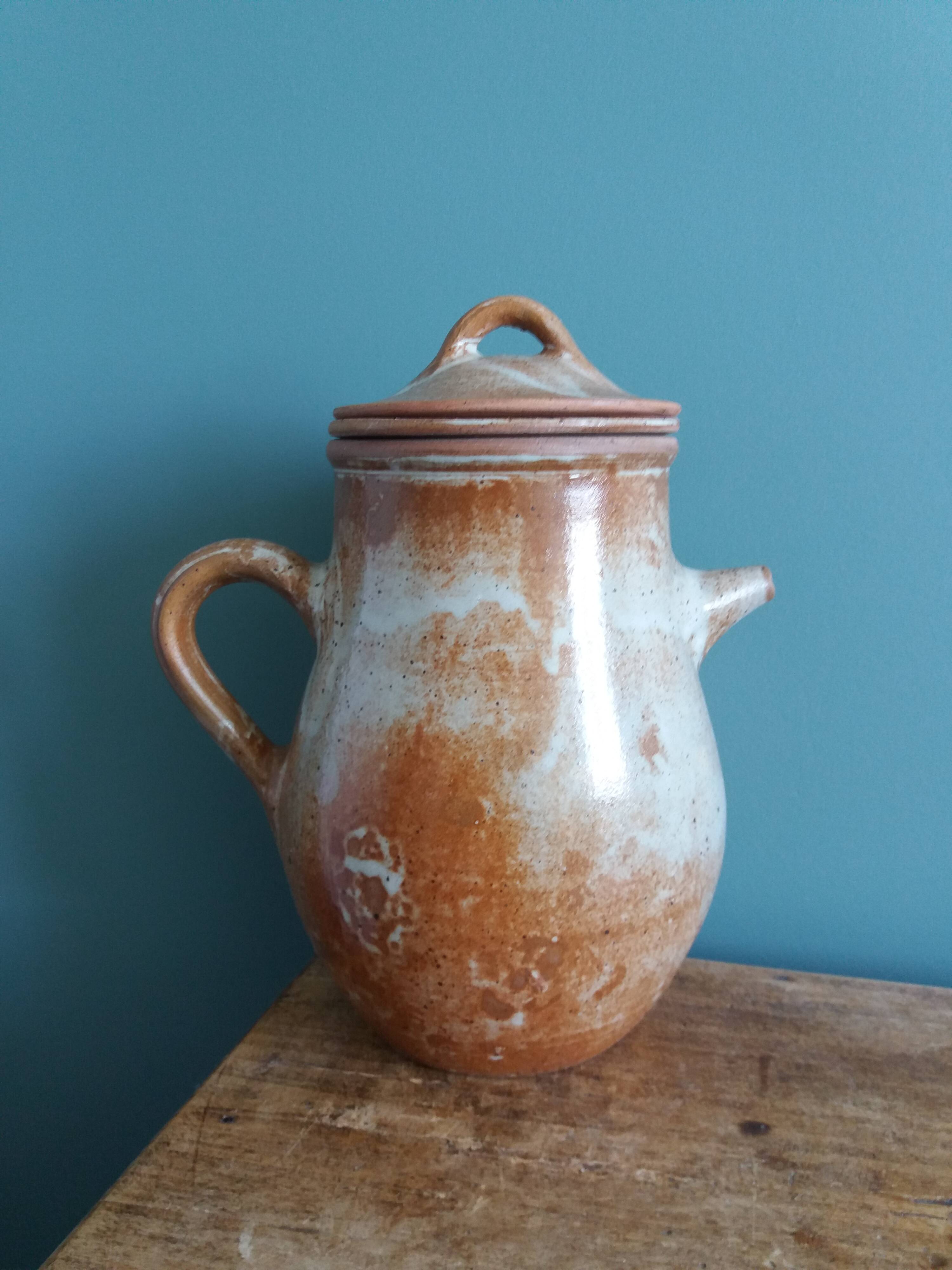 Puisaye stoneware filter teapot, Mallet pottery
