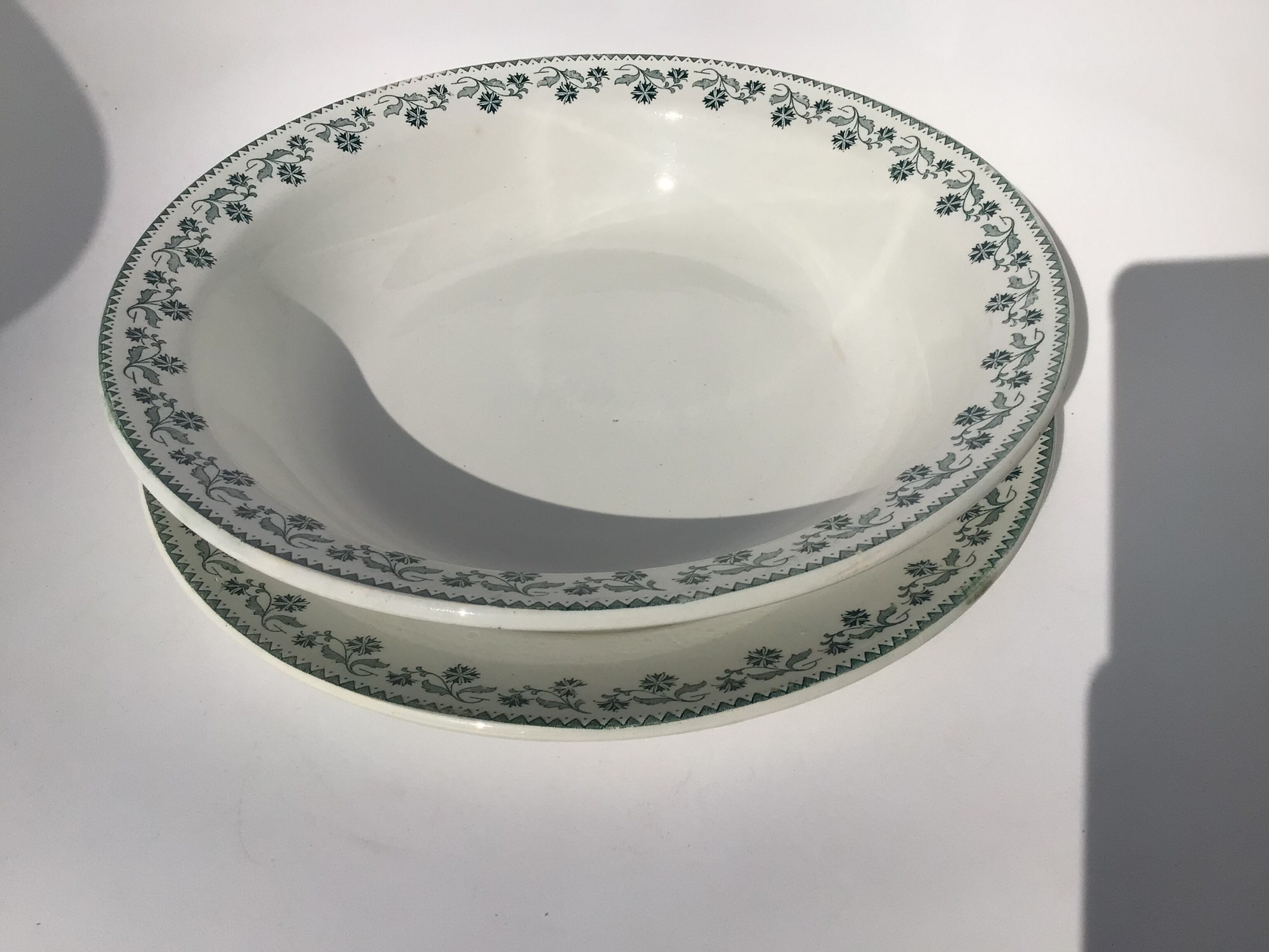 2 Plates Terre de Fer Moulin des Loups Georgette dark green diameter 28cm