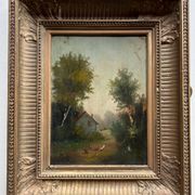 The Court of Poultry, oil on panel signed Girard, 19th century.