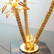 Exquisite Italian Golden Palm Tree Floor Lamp with 3 Sparkling Branches 70s