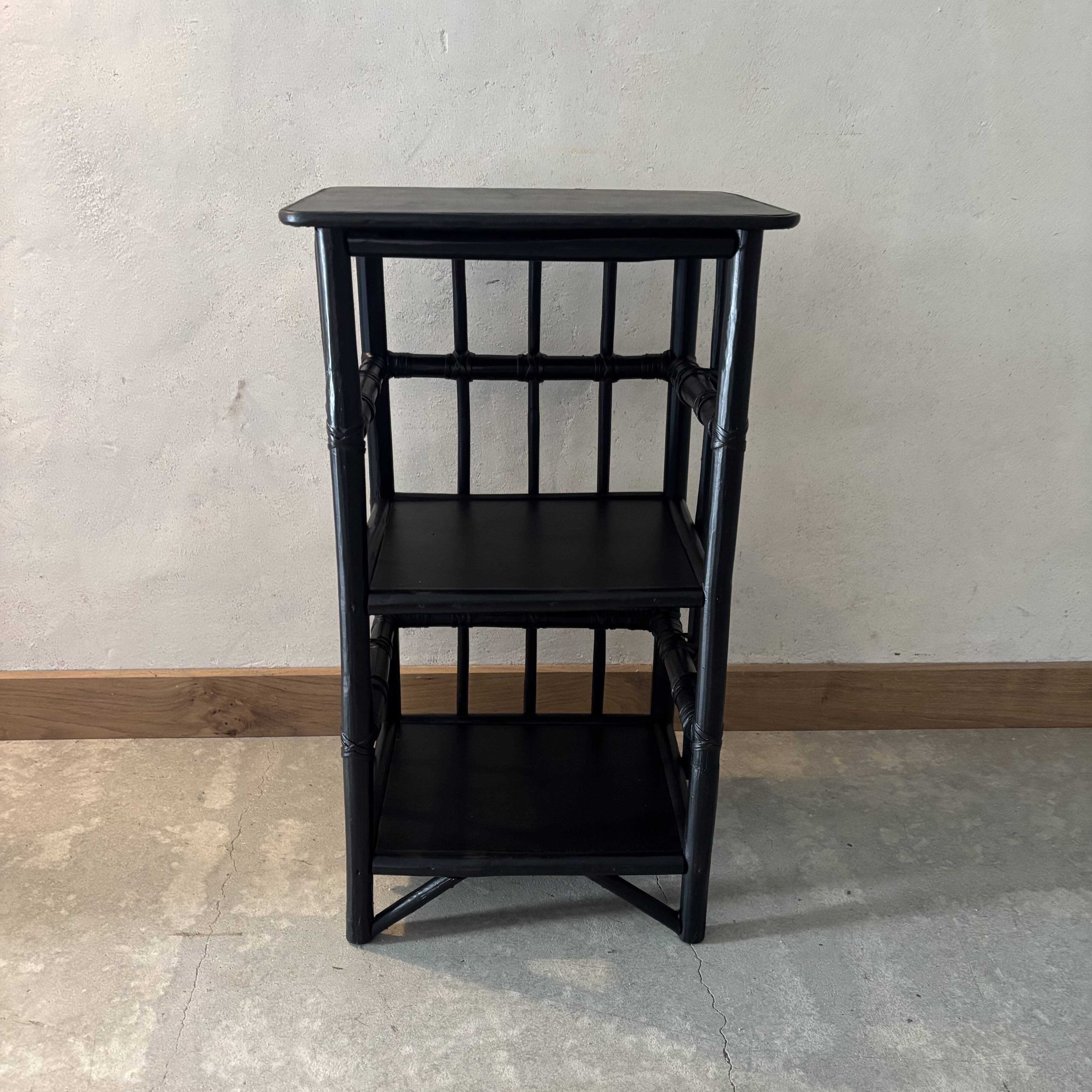 Black rattan shelves