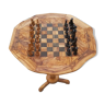 Table de jeu d'échecs, bois d'olivier rustique