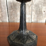 Old centerpiece cut art deco glass + foot silver metal vintage #a285