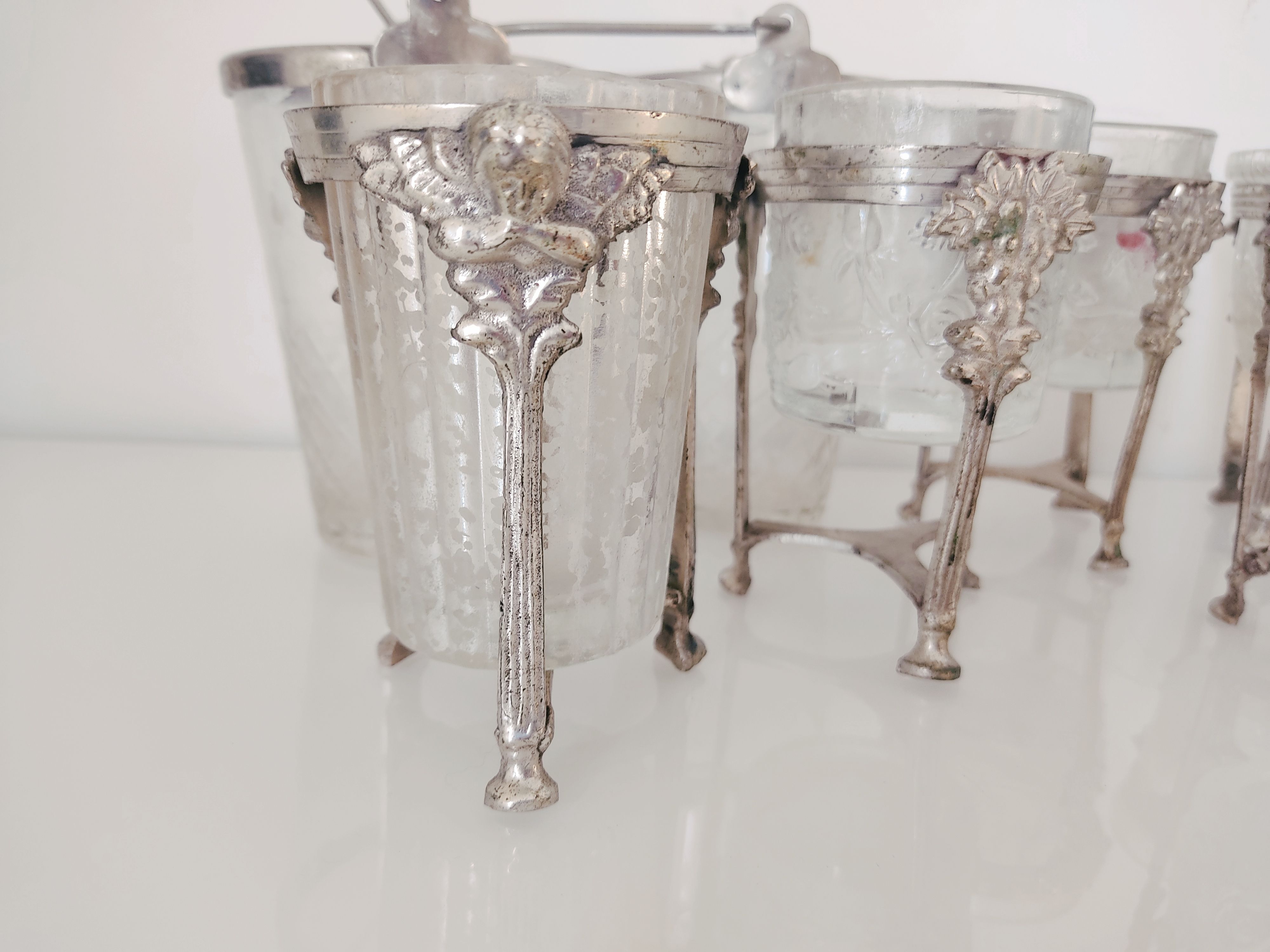 Ensemble de 8 photophores verre et métal
